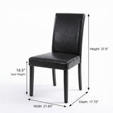 Modern Dining Chairs, Set of 2, Black Finish with Black PU Leather Upholstered Seats Solid Rubberwood