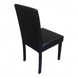 Modern Dining Chairs, Set of 2, Black Finish with Black PU Leather Upholstered Seats Solid Rubberwood