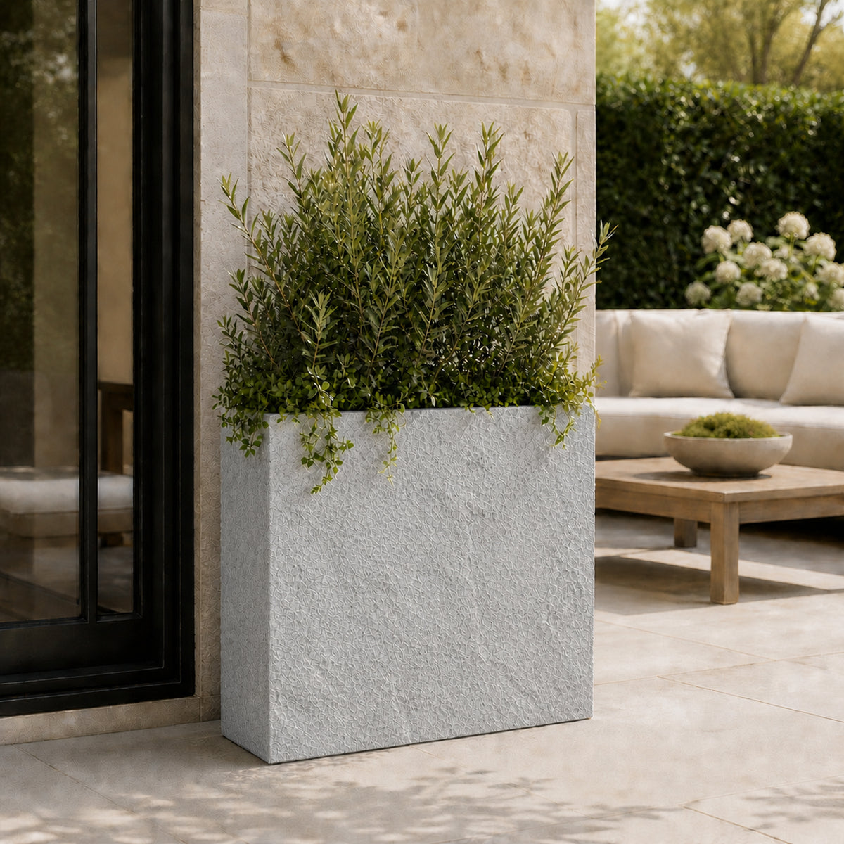 Rock Texture Rectangular Polystone Planter Box, Gray – Sharicks