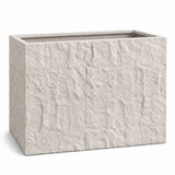 Rock Texture Rectangular Polystone Planter Box, White