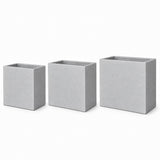 Set of 3 Rectangular Polystone Indoor/Outdoor Planters, Gray