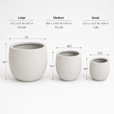 Set of 3 Round Polystone Indoor/Outdoor Planters, White