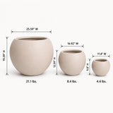 Set of 3 Smooth Round Polystone Indoor/Outdoor Planters, Sand
