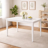 Modern 59 Inch Rectangular Dining Table, White Finish Solid Rubberwood