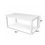 Modern 9-Piece 78.7 Inch Rectangular Dining Set, White Finish with White PU Leather Upholstered Chairs, Solid Rubberwood