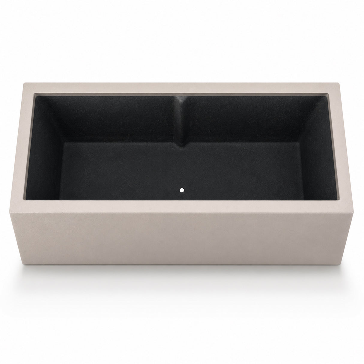 Smooth Rectangular Polystone Planter with Steel Trellis and Wheels, Sand