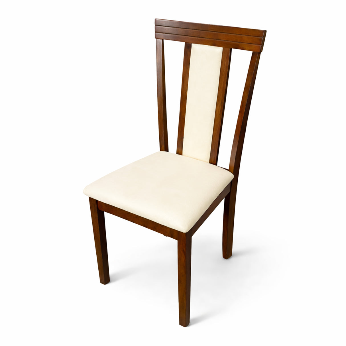 Traditional Dining Chairs, Set of 2, Dirty Oak Finish with Beige Polyester Upholstered Seats Solid Rubberwood