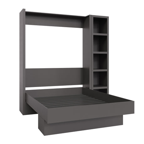 Easy-Lift Full Murphy Wall Bed in Dark Grey with Bookshelf - Sharicks