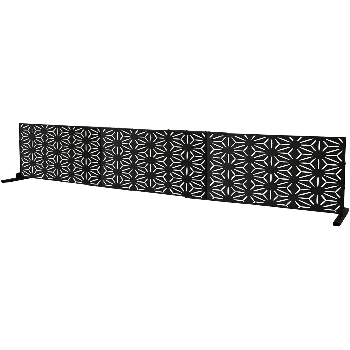 6 ft. X 4 ft. Black Freestanding Metal Privacy Screen Room Divider