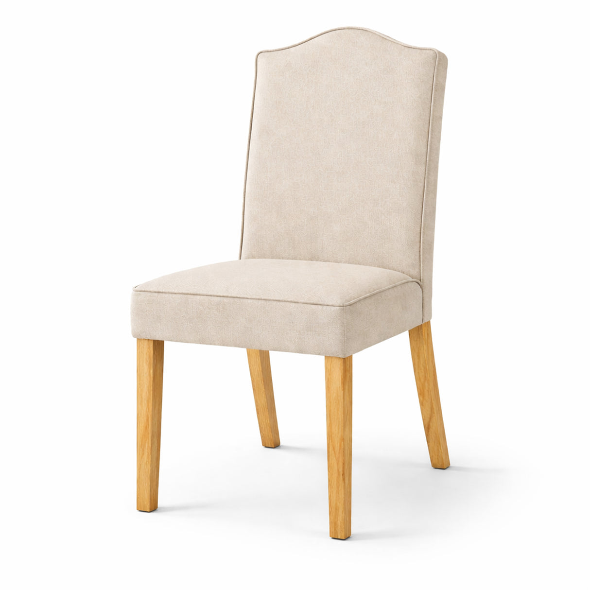 Modern Dining Chairs, Set of 2, Natural Finish with Light Beige Polyester Upholstered Seats Solid Rubberwood