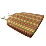 20 x 19 Outdoor Patio Dining Chair Cushion in Green, Red and Yellow Stripes with Ties - Sharicks