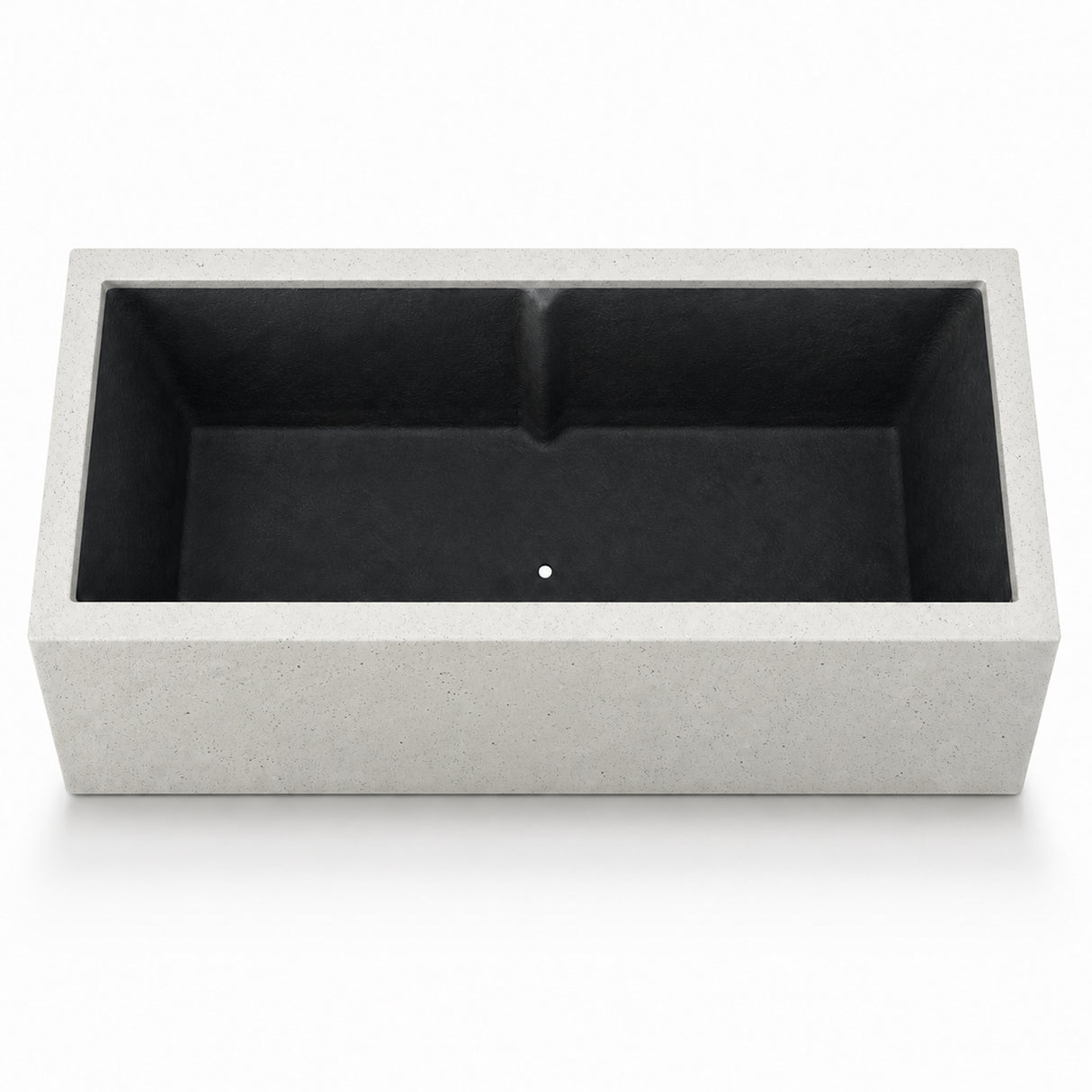 Wide Smooth Polystone Rectangular Planter with Steel Trellis and Wheels, White