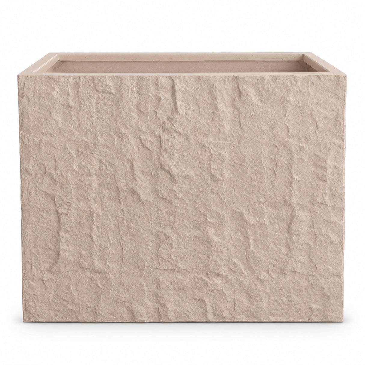 Rock Texture Rectangular Polystone Planter Box, Sand