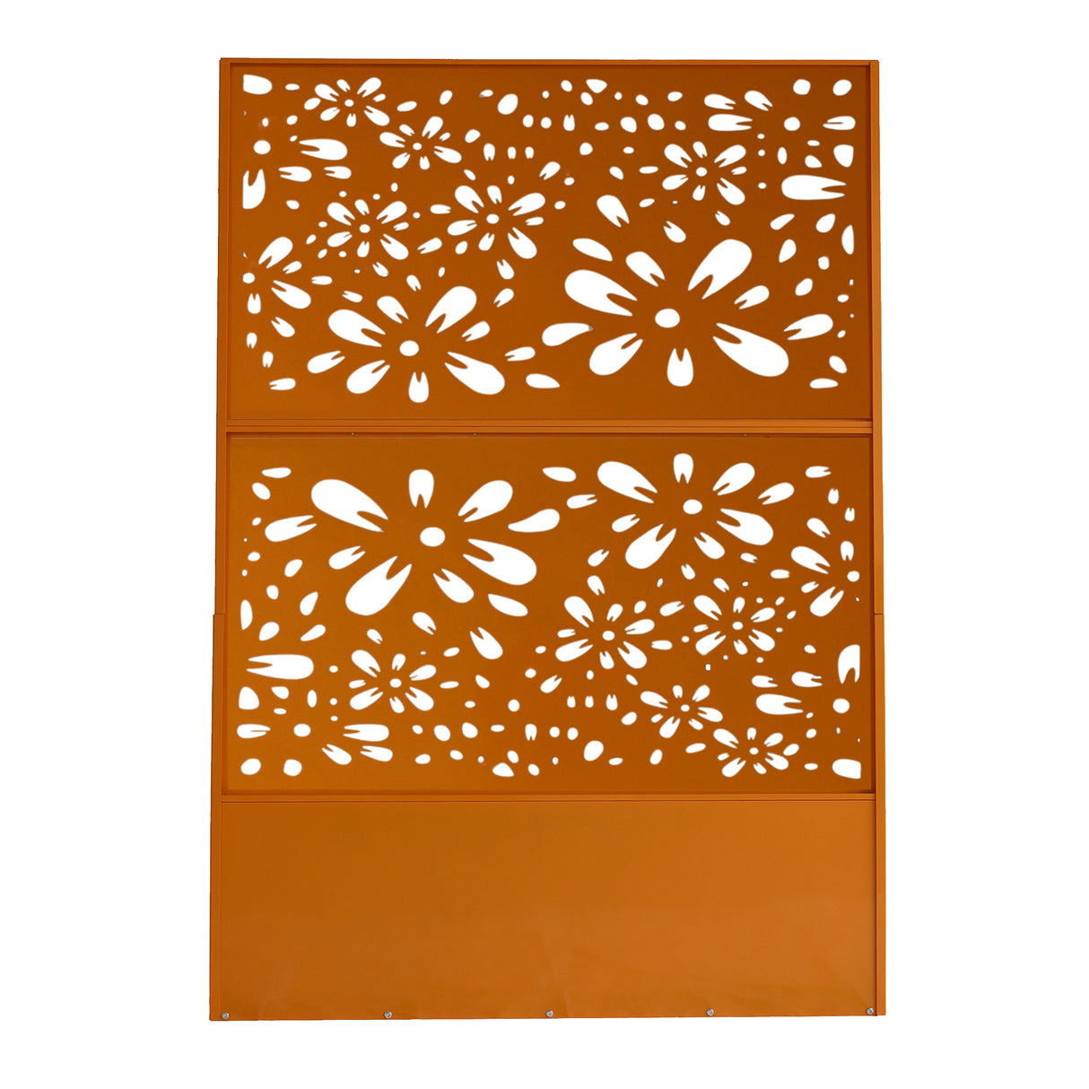 6 ft. X 4 ft. Orange Freestanding Metal Privacy Screen Room Divider with Flower Box