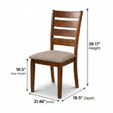 Traditional Dining Chairs, Set of 2, Dirty Oak Finish with Greige Polyester Upholstered Seats Solid Rubberwood
