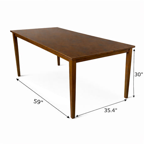 Modern 59 Inch Rectangular Dining Table, Dirty Oak Finish Solid Rubberwood