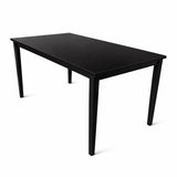 Modern 59 Inch Rectangular Dining Table, Black Finish Solid Rubberwood
