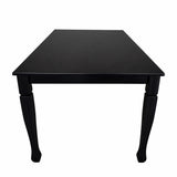 Traditional 63 Inch Rectangular Dining Table, Black Finish Solid Rubberwood