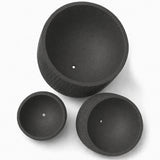 Set of 3 Fluted Round Polystone Indoor/Outdoor Planters, Black