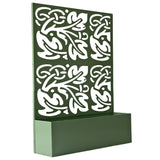 6 ft. X 4 ft. Green Freestanding Metal Privacy Screen Room Divider with Flower Box