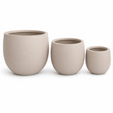 Set of 3 Round Polystone Indoor/Outdoor Planters, Sand