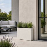Smooth Rectangular Fiber Cement Planter, White