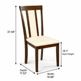 Traditional 7-Piece 59 Inch Rectangular Dining Set, Dirty Oak Finish with Beige Polyester Upholstered Chairs, Solid Rubberwood