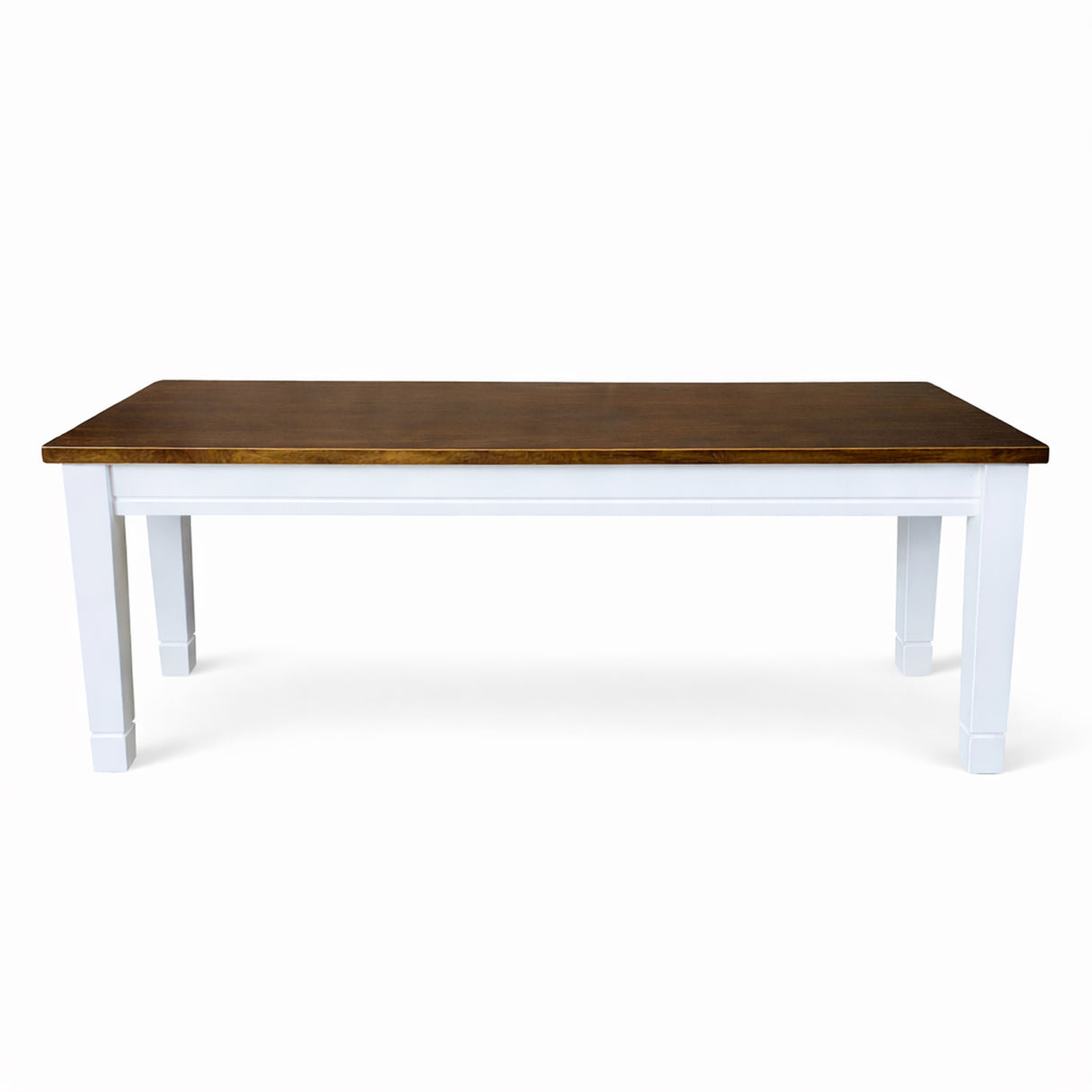 Traditional 6-Piece 59 Inch Rectangular Dining Set with Bench, Dirty Oak/White Finish, Solid Rubberwood