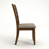 Traditional Dining Chairs, Set of 2, Dirty Oak Finish with Greige Polyester Upholstered Seats Solid Rubberwood