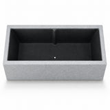 Wide Smooth Polystone Rectangular Planter with Steel Trellis and Wheels, Gray