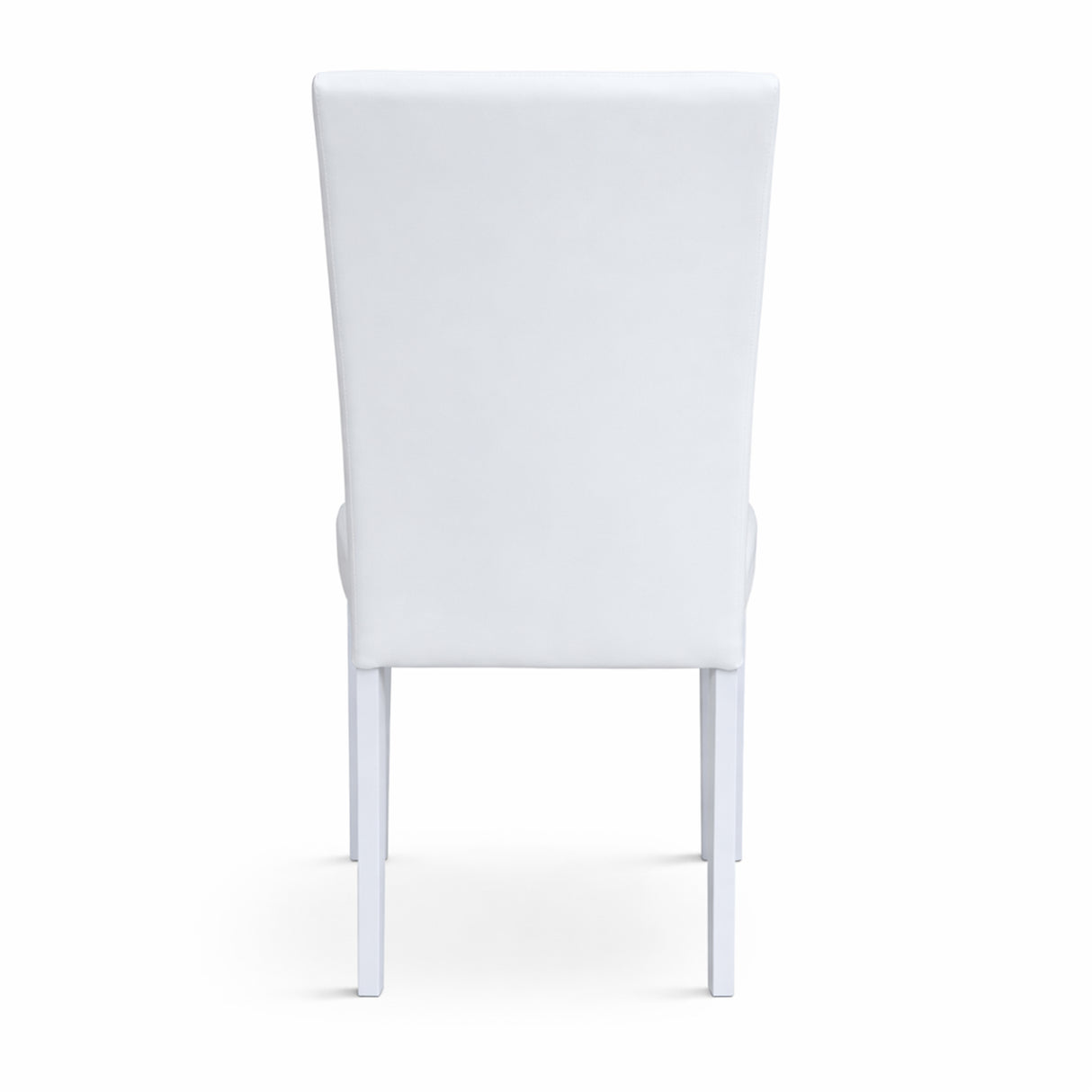 Modern Dining Chairs, Set of 2, White Finish with White PU Leather Upholstered Seats Solid Rubberwood