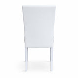 Modern 9-Piece 78.7 Inch Rectangular Dining Set, White Finish with White PU Leather Upholstered Chairs, Solid Rubberwood