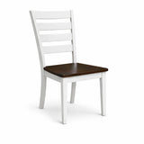 Traditional Dining Chairs, Set of 2, Dirty Oak/White Finish Solid Rubberwood
