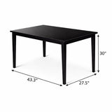 Traditional 5-Piece 43.3 Inch Rectangular Dining Set, Black Finish with Beige Polyester Upholstered Chairs, Solid Rubberwood