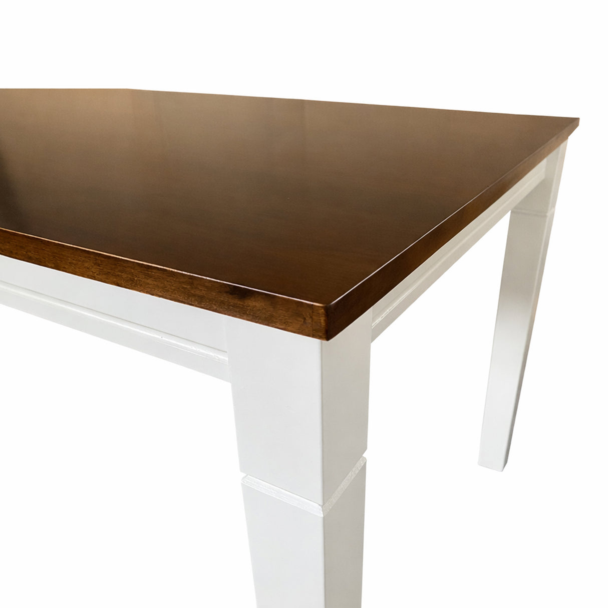 Modern 59 Inch Rectangular Dining Table, Dirty Oak/White Finish Solid Rubberwood