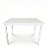 Modern 5-Piece 43.3 Inch Rectangular Dining Set, White Finish with Black PU Leather Upholstered Chairs, Solid Rubberwood