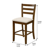 Modern 5-Piece 41.3 Inch Square Counter Height Dining Set, Dirty Oak Finish with Greige Polyester Upholstered Bar Stools, Solid Rubberwood