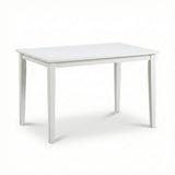 Modern 43.3 Inch Rectangular Dining Table, White Finish Solid Rubberwood