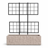 Rock Texture Rectangular Polystone Planter with Steel Trellis, Sand