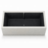 Smooth Rectangular Polystone Planter with Steel Trellis and Wheels, White