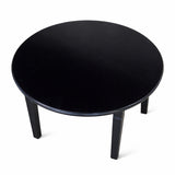 Modern 5-Piece 42 Inch Round Dining Set, Black Finish with Sand Beige Polyester Upholstered Chairs, Solid Rubberwood