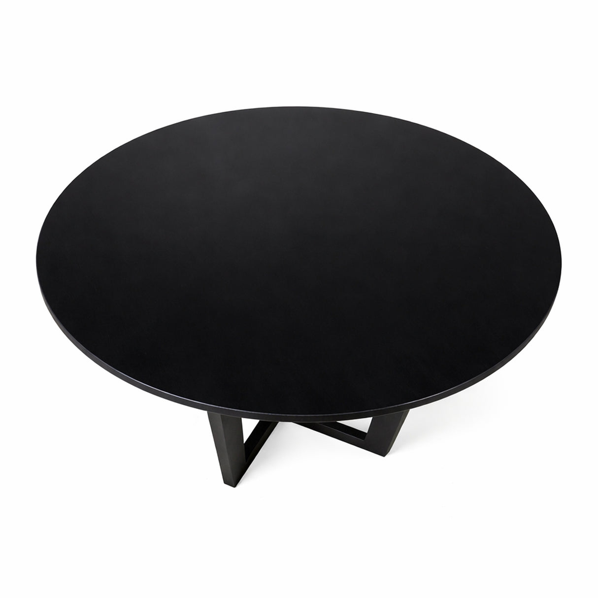 Modern 41.3 Inch Round Dining Table, Black Finish Solid Rubberwood