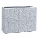 Rock Texture Rectangular Polystone Planter Box, Gray