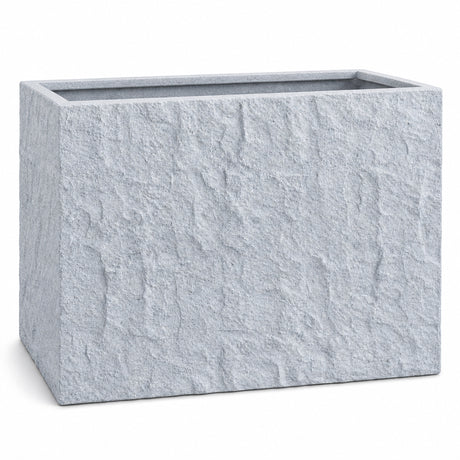 Rock Texture Rectangular Polystone Planter Box, Gray