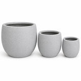 Set of 3 Round Polystone Indoor/Outdoor Planters, Gray