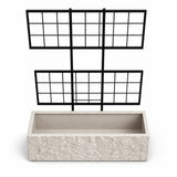 Rock Texture Rectangular Polystone Planter with Steel Trellis, White