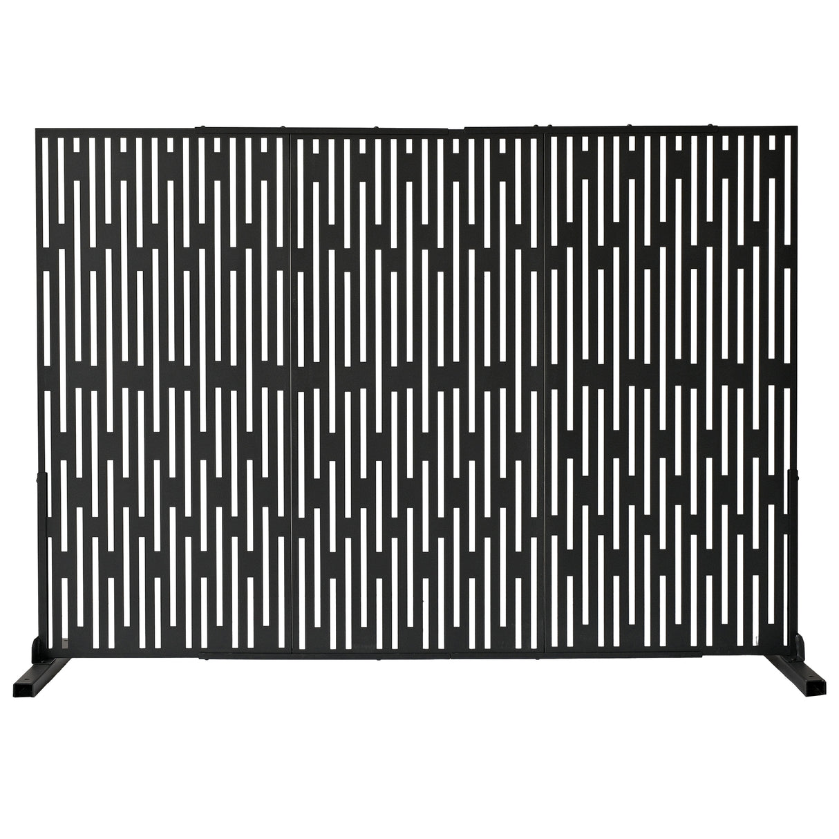 6 ft. X 4 ft. Black Freestanding Metal Privacy Screen Room Divider