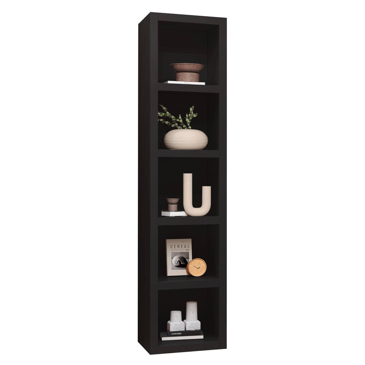 Black 84-in Tall Wooden Bookcase Shelf