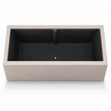 Wide Smooth Polystone Rectangular Planter with Steel Trellis and Wheels, Sand