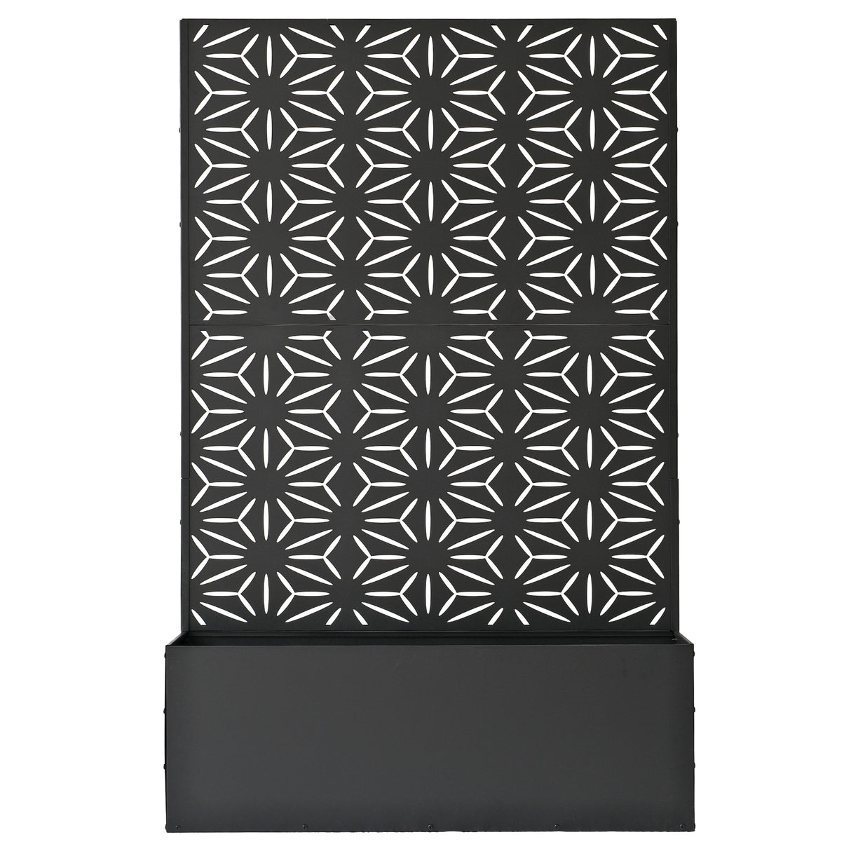 6 ft. X 4 ft. Black Freestanding Metal Privacy Screen Room Divider with Flower Box